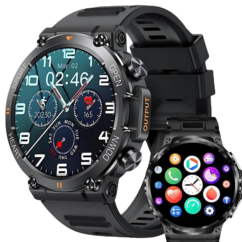 Smartwatch inteligente ZW25 Carbon Black Tático Militar GPS NFC